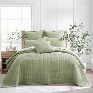 3 Pieces Full/Queen Levtex Home Waffle Bedspread Sage Green NEW